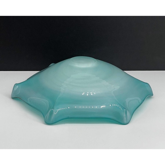 Murano Turquoise Decorative Bowl with Silver Flecks - Picture 2 of 7